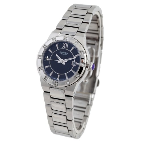 Casio Sheen Ladies Watch – Analogue Quartz – Black Dial – Steel Bracelet she-4500d-1adr – Grey