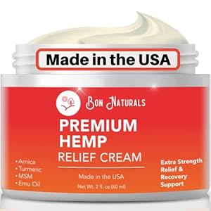 Bon Naturals Natural Hemp Relief Cream – Made in USA – Arnica, MSM, Turmeric, Emu Oil – Soothe Discomfort from…