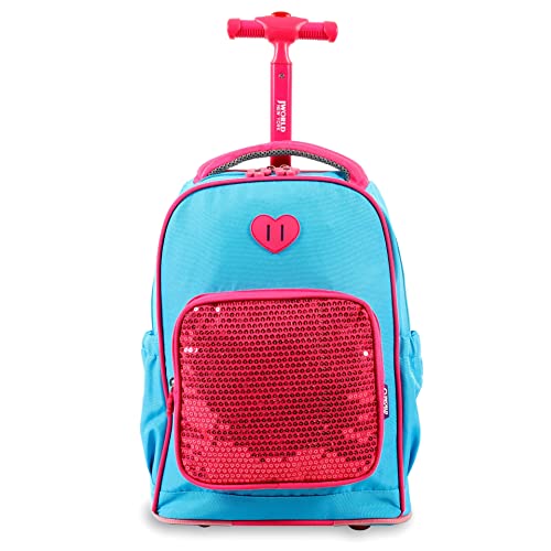 J World New York Sparkle Rolling Backpack