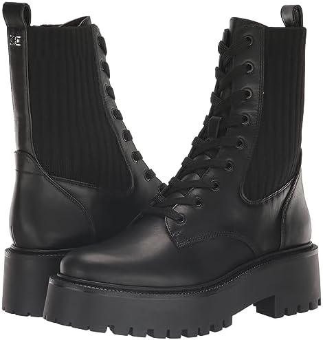 Sam Edelman Women's Evina Combat Boot, Black Leather, 9 | Image 6