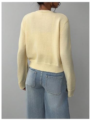 COZYEASE Women's Lightweight Button Up Cardigan Long Sleeve Crew Neck Knit Sweaters Coat3