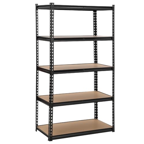 5 Tier Garage Storage Shelves, Heavy Duty Utility Shelves Metal Shelving Unit, 48"L x 18"W x 73"H Adjustable Storage Shelves Utility Rack for Garage K