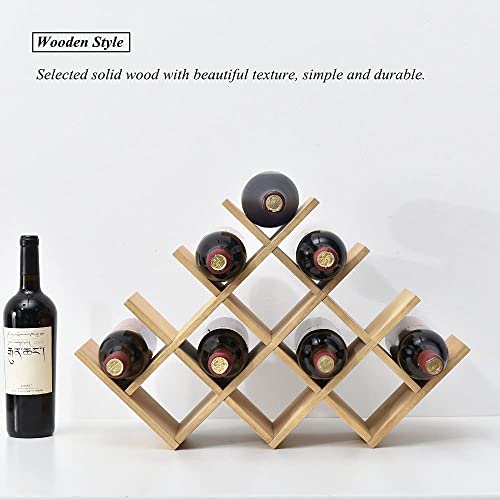 KIRIGEN Wooden 13-Bottle Wine Rack, Nature Wood 4-Tier Wine Display Rack/Free Standing and Countertop Wine Storage Shelf - Image 2