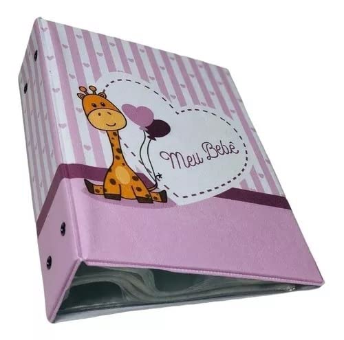 Álbum De Fotos Capa Meu Bebê Girafa Rosa Para 500 fotos 10x15