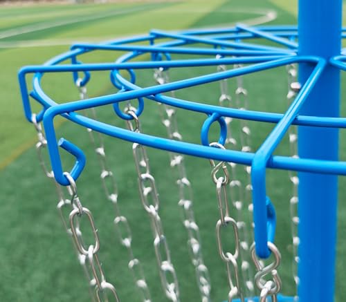 Disc Golf Basket - Portable Disc Golf Target with Heavy Duty 24-Chains Come with 6pcs Discs and Carry Bag, Ground Stake -Suitable for Players of All Levels - Multi Color Available (Blue - 3 Pcs)