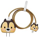3D Cute Cartoon Charger Protector Case - Compatible for Apple 20W USB-C Power Adapter and Lightning Cable (Brown Squirrel)