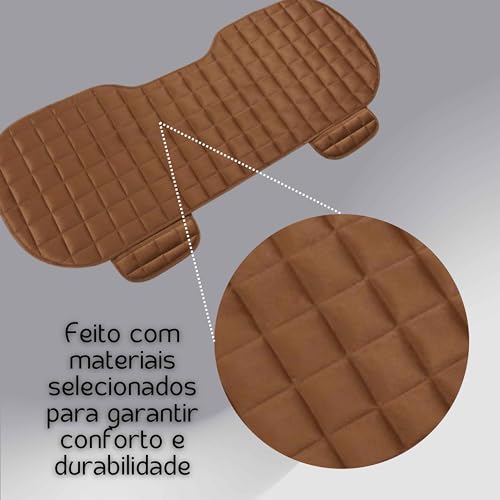 Kit 3 Capas De Assento Para Banco de Carro Almofadado Confortável Em Suede Com Porta Objetos (MARROM