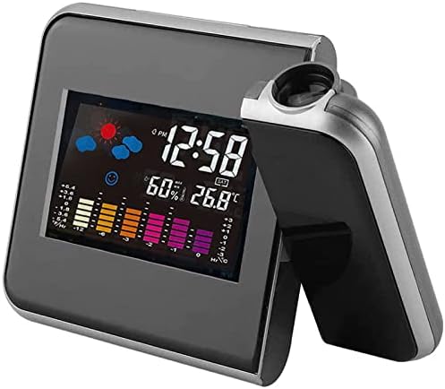 SAMAU Projection Alarm Clock, Digital Projector Clock On Ceiling with Temperature Display, Dual Alarms LCD Display Date Time Temperature Humidity for Bedrooms, Home, Office, Black