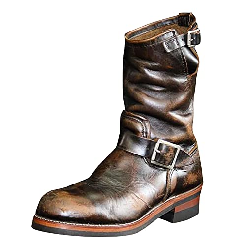 High-top Cowboy Boots for Men Leather Low-Heeled Boots Fashionable Men's Boots High-top Men's Shoes2
