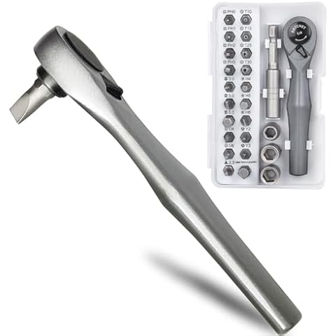 Autuveen Ratcheting Screwdriver Set,25 in 1 Tool Screwdriver Kit,EDC Multi Tool Pocket Screwdriver with Multiple Bits Cover