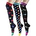 Produktbild Litthing 3/5/8/14 Paare Nylon Kompressionssocken Auf Knie Hoch Sport Fantasien für Frauen für Fußball Basketball (C (3 Paare), S/M)