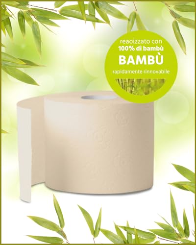oecolife - Scatola di carta igienica in bambù, 3 strati, 27 rotoli da 250 fogli, confezione grande, super morbida, senza plastica, prodotto vegano, carta igienica sostenibile - 4
