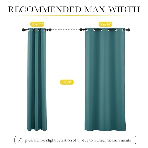 Image of NICETOWN 100% Blackout Warm Curtains for Winter, Thermal Insulated Lined Curtains for Nursery Room, Noise Reducing and Cold Blocking Drapes for Kis' Room Windows (Set of 2, Cyan Green, W42 x L63)
