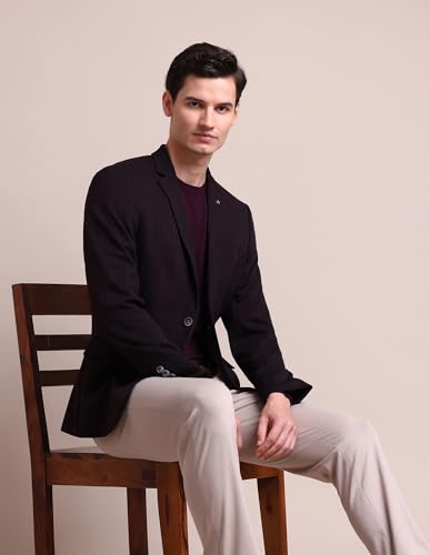 Image of Arrow Men's Regular Fit Checkered Blazer - Single Breasted, Button Closure Stylish Blazer for Men