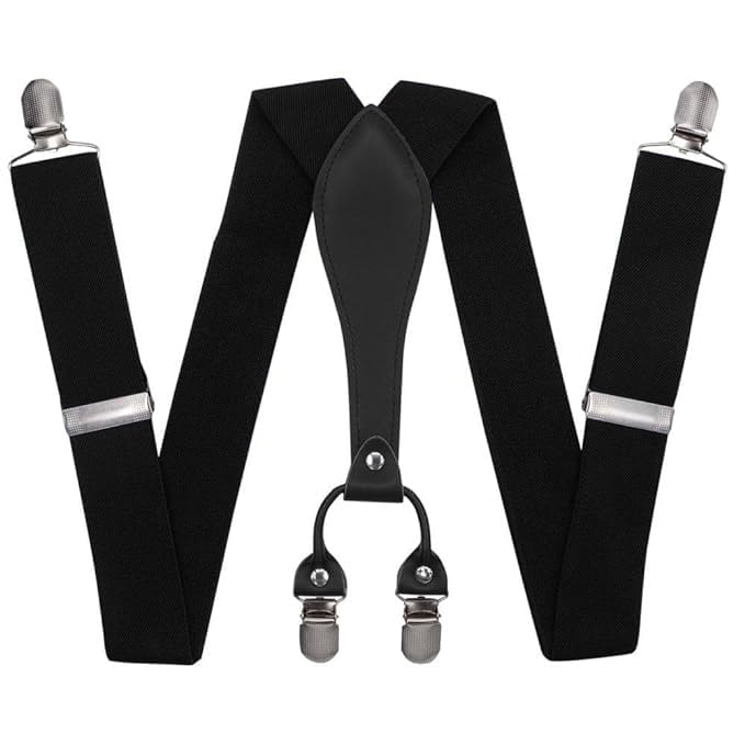 clothera Mens Vintage 3.5cm width Trouser Braces/Suspenders - Black-picture-17