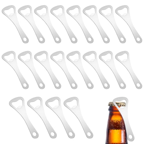 24 Piezas Abridor de Botellas Plano, Abridores de Botellas de Acero Inoxidable, Abrebotellas de Cerveza, Abrebotellas Metal Pequeño para Hogar, Pub, al Aire Libre, Hombres, Plata, 9.2 x 3.5 cm