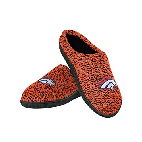 FOCO NFL Denver Broncos Men's Poly Knit Cup Sole Slipper, Team Color, Large (11-12)