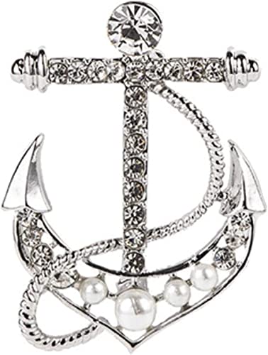 ODHLMFQ metal brooch naval rudder anchor pins rhinestone brooches suit shirt collar lapel pin badge jewelry accessories for men 