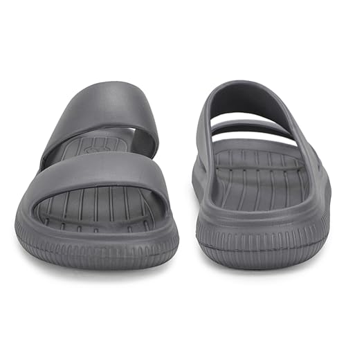 Image of Aqualite Men's Slides Slippers | Slip-On Comfort Flipflop Flat Base, Anti-Skid Sole & Lightweight | Casual Home & Outdoor Sandal for Men
