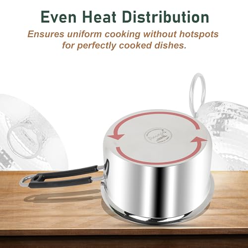 Parage 1 Pieces Stainless Steel Sauce Pan, Tea Pan, Milk Pan Heavy Guage, 1Liters with Heat-Resistant Wire Handle Induction & Gas Stove Friendly... - Image 5