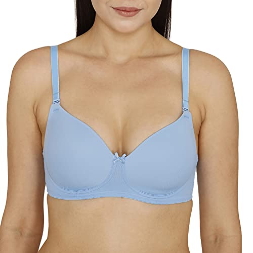 Image of Zivame Women's Polyamide Padded Non-Wired Casual 3 /4Th Coverage T-Shirt Bra (ZI1946FASHCBLUE0034C Blue 34C)