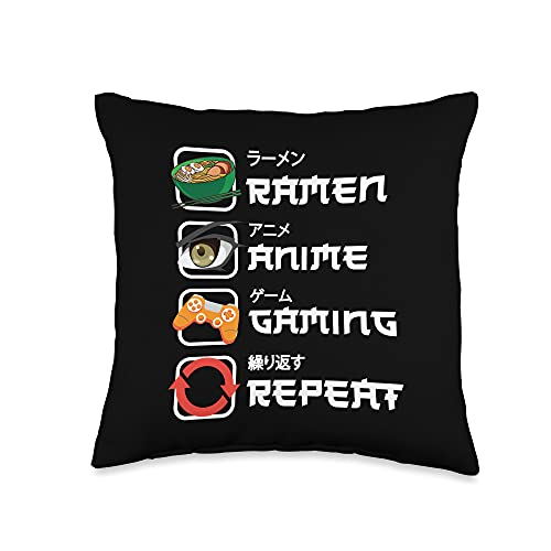 Funny Japanese Manga Anime Gaming Anime Ramen Gamer Throw Pillow