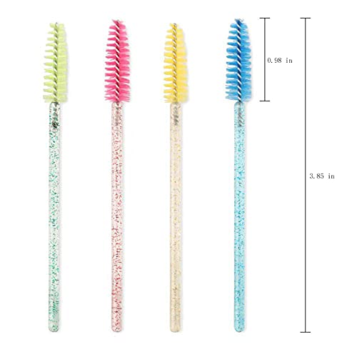 I-Laesh 100 Pcs Disposable Eyelash Brushes, Mascara Wands, Eye Lash Brush, Spoolies For Eyelash Extensions, Spoolie Eyebrow Eyeshadow Brow Makeup Supplies Kit Cleansing Glitter Applicator Tool Accessories Bristle (Crystal Black) #TOP5