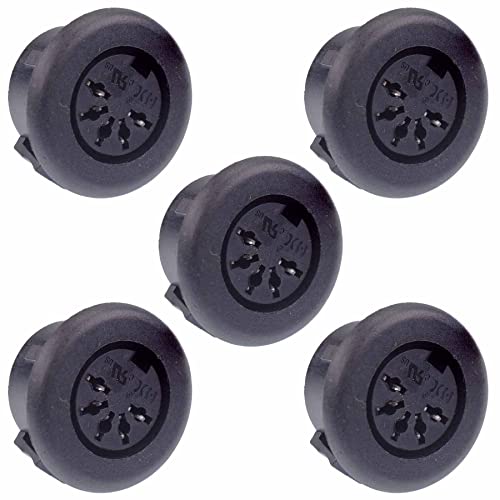 Image of 5 x 5 Pin Black DIN Panel Mount Socket