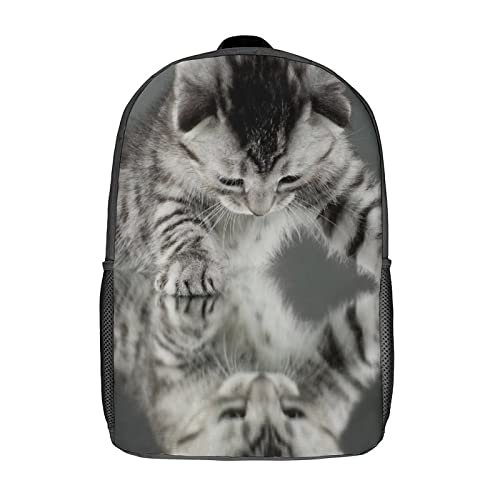 Cartable multi-poches ado sac à dos chat 17 pouces pour fille et garçon