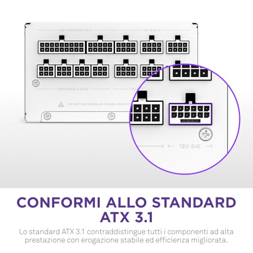 C850 Gold ATX 3.1 - Alimentatore per PC da gaming completamente modulare a rumorosità ridotta - 850 watt - 80 PLUS Gold - Connettore 12V-2x6 - Condensatori 100% giapponesi - Bianco - Alimentatore - Immagine 2