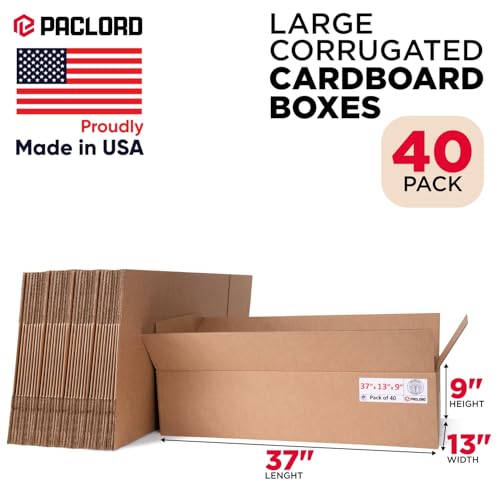 Image of Extra Large Moving Boxes 37 inchL x 13 inchW x 9 inchH (Pack of 40) - USA-Made Cardboard Packing Boxes for Moving, Shipping, or Storage - USPS, UPS, FedEx Approved - Professional Packing Supplies | USA-Made Cardboard Packing Boxes for Moving, Shipping, or Storage - USPS, UPS, FedEx Approved - Professional Packing Supplies