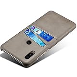 HualuBro Handyhülle für Moto One Vision Hülle, Premium PU Leder Ultra Slim Tasche Cover Stoßfest Bumper Hülle Schutzhülle Lederhülle Backcover für Motorola Moto One Vision 2019 (Grey)