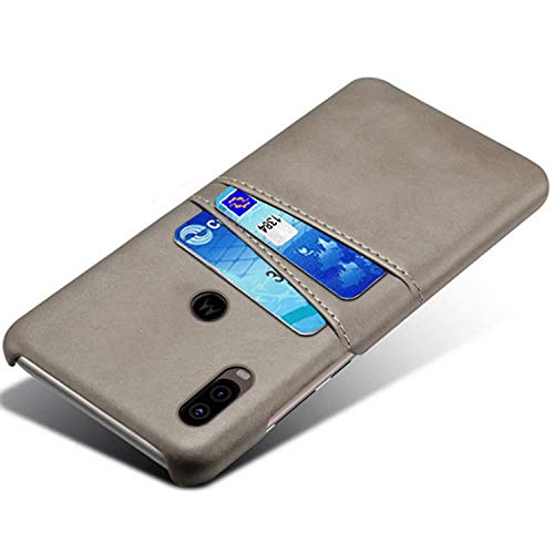 HualuBro Handyhülle für Moto One Vision Hülle, Premium PU Leder Ultra Slim Tasche Cover Stoßfest Bumper Hülle Schutzhülle Lederhülle Backcover für Motorola Moto One Vision 2019 (Grey)