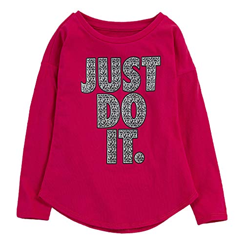 NIKE Children's Apparel Girls' Little Long Sleeve JDI Graphic T-Shirt, Rush Pink, 4