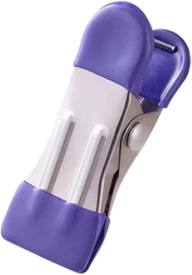 100 PCS Clothes Pins Stainless Steel Drying Clothespins Waterproof(Purple)