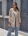 Wantdo Women's Waterproof Trench Coat Classic Lapel Outerwear Coat with Belt
