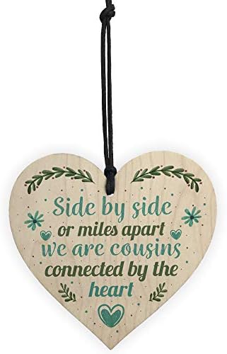 RED OCEAN Cousin Birthday Gift Wooden Heart Chic Plaque Keepsake Family Friend Thank You Love Gift For Her