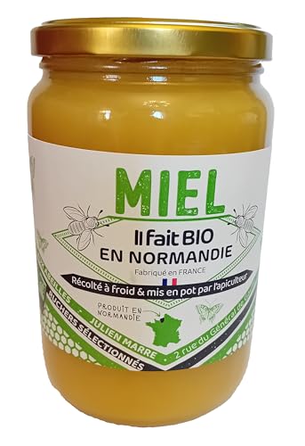 Miel Bio de Normandie (1 Kg), Délicieusement crémeux et récolté à froid | origine France | certifié BIOLOGIQUE | Naturel | Non chauffé | Non Pasteurisé | La Mare aux Abeilles.