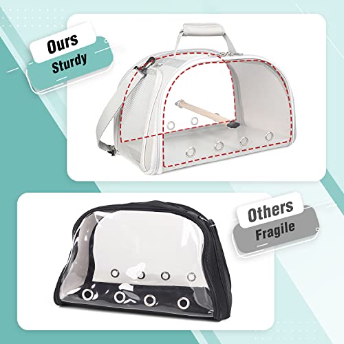 Yudodo Bird Carrier Portable Pet Bird Travel Cage Small Medium Bird Carrier Travel Cage Breathable Bird Bag Sturdy Parrot Cockatiel Parakeet Budgie Carrying Case With Perch Tray Bottom Shoulder Strap #TOP4