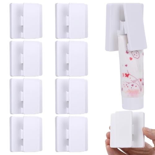 CRAFTYMELODY 10 jeu de Grands Clips Auto Adhésifs Porte Dentifrice Mural en Plastique Cintre à Ressort Carré Réglable Crochets Auto Adhésifs pour Serviettes