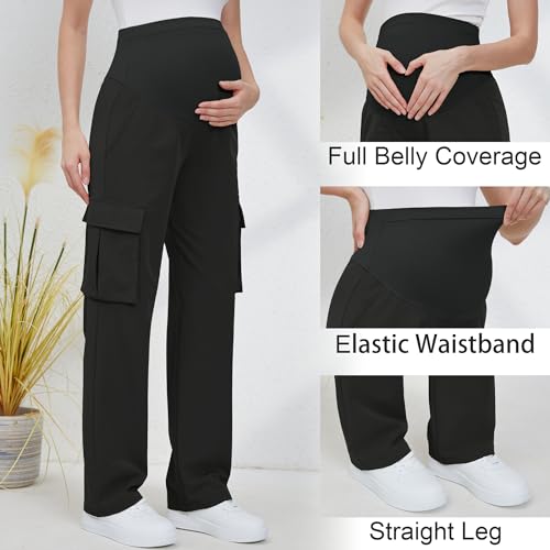 Glamix Women'S Maternity Cargo Pants With Four Pockets Over The Belly Scrub Pants Pregnancy Clothes thumb #2