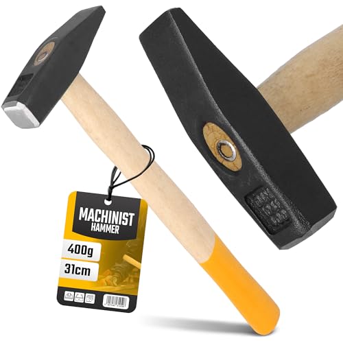 Schlosserhammer 400 g Hammer Robuster Holzstiel Holz Stahl Holzhammer Werkstatthammer Vorschlaghammer Profi Ergonomischer Griff Schlosser Klempner