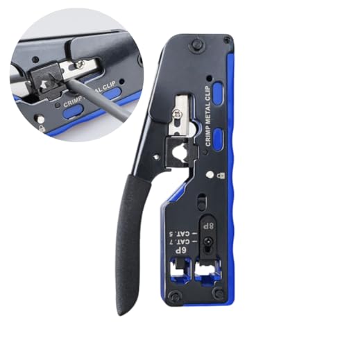 Alicate Crimpador Profissional com Descascador para Cabo de Rede Ethernet RJ45/RJ11/RJ12 Cat5e/Cat6/