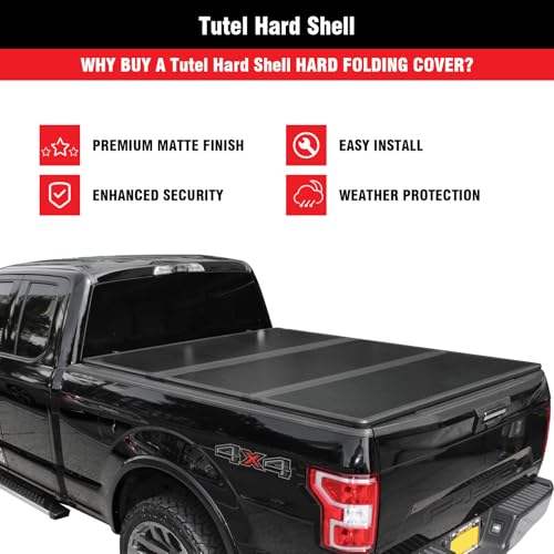Tutel Hard Shell Folding Truck Bed Tonneau Cover|Fits 2016-2026 Toyota Tacoma w/OE Track System 5' 1" Bed (60.5") - TULH021