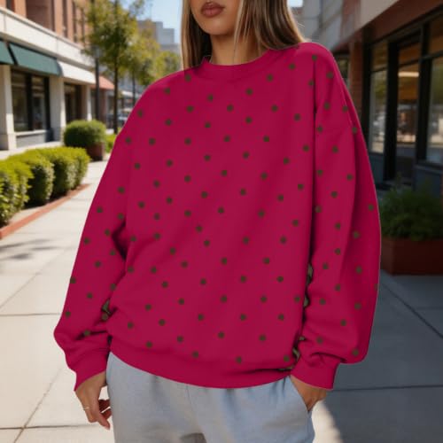 Jielayou Polka Dot Hoodie for Women Fleece Oversized Fashion Pullover Tops - image 2