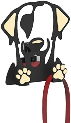 30 Watt Dog Walk Organizer, Wall Mountable, Built-in Pick Up Bag Dispenser & Mail-Holder, Paw Hooks for Holding Leash, Harness & Collar, Cute Puppy Face Design, Hardware Included