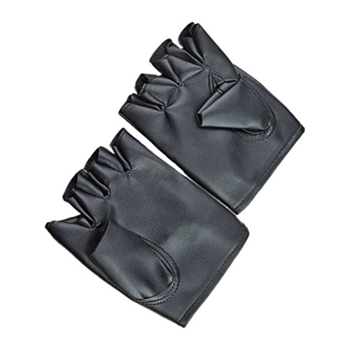 LuOEM Par de luvas masculinas estilo punk luvas de meio dedo à prova de vento para desempenho (preto