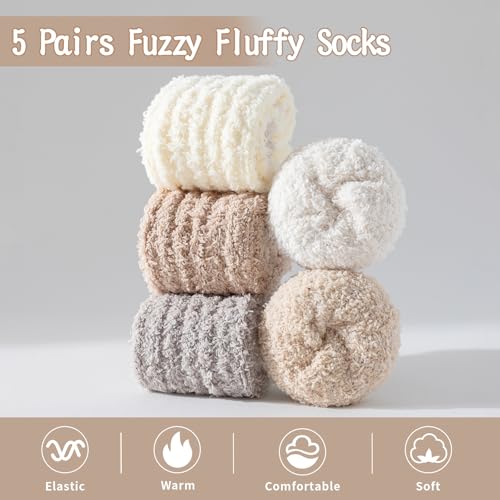 Image of Pleneal Fuzzy Socks for Women, Winter Womens Warm Cozy Fluffy Slipper Socks