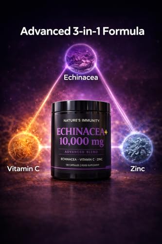 Echinacea+ Capsules 10,000mg Premium High Strength (10:1 Extract) – 120 Echinacea Capsules | with Vitamin C & Zinc | 3-in-1 Advanced Blend | Non-GMO, Gluten Free - Image 2