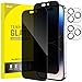 JETech Privacy Full Coverage Screen Protector for iPhone 14 Pro Max 6.7-Inch with Camera Lens Protector, Anti-Spy Tempered Glass Film, 2-Pack Each